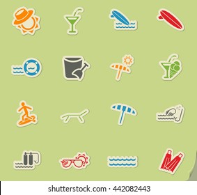 beach web icons for user interface design