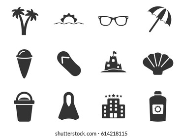 beach web icons for user interface design