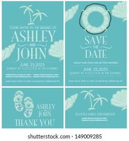 Beach  Wedding Invitation Card Set 