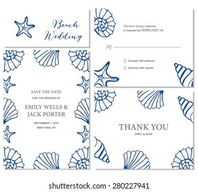 Beach Wedding Invitation Set Illustration