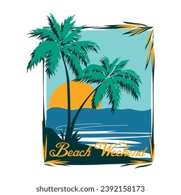 Ilustración vectorial de diseño de fin de semana de playa