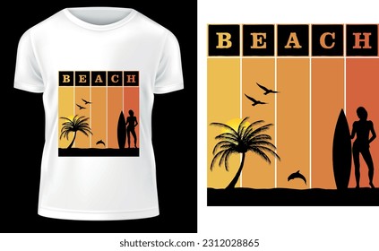 Blanco de la playa - Plantilla de diseño de camisetas