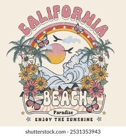 BEACH WILD FLOWERS TSHIRT GRAPHICS DESIGN