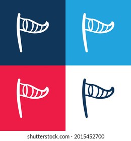 Beach Wind Socket Or Flag Striped Triangular Tool To Winds blue and red four color minimal icon set