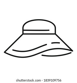 Beach woman hat icon. Outline beach woman hat vector icon for web design isolated on white background