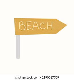 Beach  Wooden Board Arrow Isolated On White Background