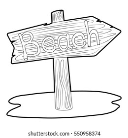 Beach wooden direction sign icon. Isometric 3d illustration of beach wooden direction sign vector icon for web