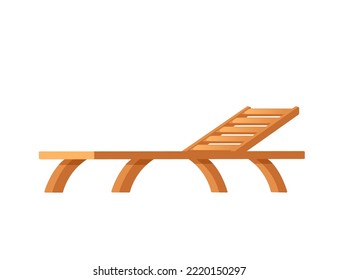 Beach Wooden Lounger Summer Sunbed Vector Illustration Isolated On White Background