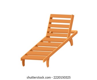 Beach Wooden Lounger Summer Sunbed Vector Illustration Isolated On White Background