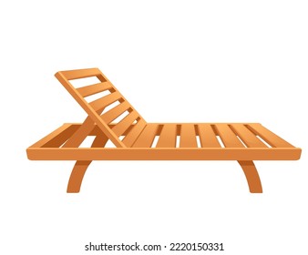 Beach Wooden Lounger Summer Sunbed Vector Illustration Isolated On White Background