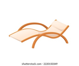 Beach Wooden Lounger Summer Sunbed Vector Illustration Isolated On White Background