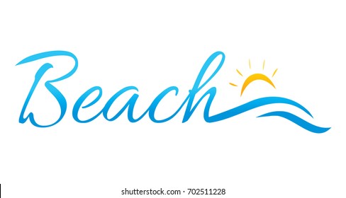 Beach Word Waves Sun Beach Logo Stock Vector (Royalty Free) 702511228 ...