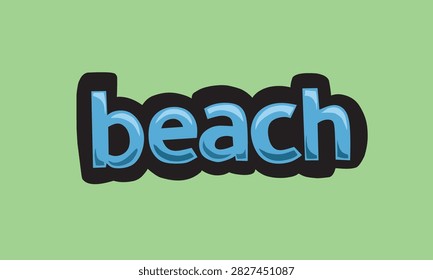 beach writing vector design on a green background very simple and very cool
