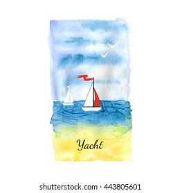Beach with  yacht vector