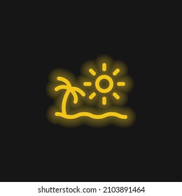 Beach yellow glowing neon icon