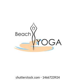 Beach yoga, stylized drawing. Sketch