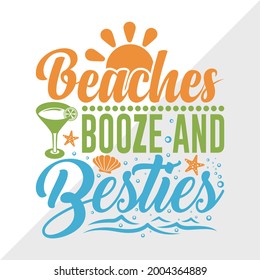 Beaches Booze And Besties Vector Illustration Silhouette svg