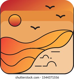 Beachfront illustration.
Sunset Beachside.
Modern Beachside logo illustration