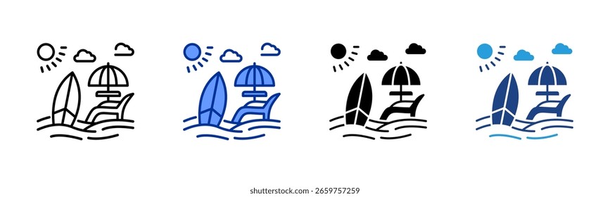 Beachholiday icon sheet multiple style collection