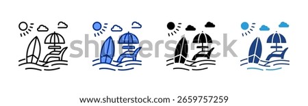 Beachholiday icon sheet multiple style collection
