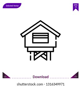 beach-hut icon vector . Best modern, simple, isolated, type-of-houses , logo, flat icon for website design or mobile applications, UI / UX design vector format