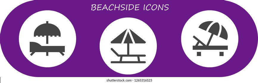  beachside icon set. 3 filled beachside icons. Simple modern icons about  - Sunbed