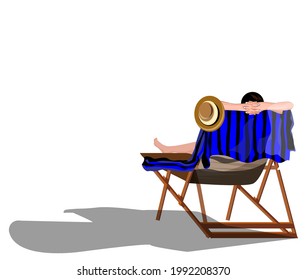 beachside illustration vector image with people sitting relaxed on beach chairs