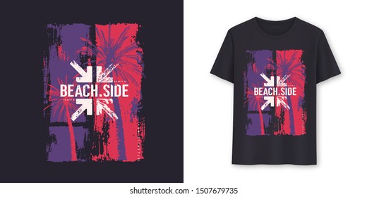 Beachside stylish graphic tee vector design, print.