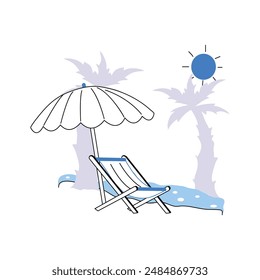 Beachside view vector illustration in trendy style