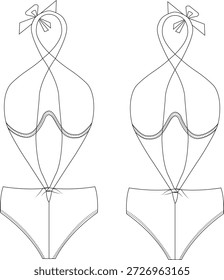 Boceto plano de Beachwear, Vector, maqueta editable