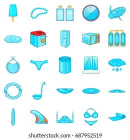 Beachwear icons set. Cartoon set of 25 beachwear vector icons for web isolated on white background