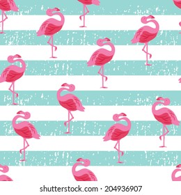 Beachy Flamingo Seamless Background