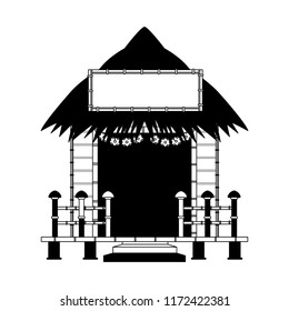 Beack kiosk stand in black and white