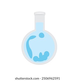 Beacker  vectors Circle  Erlenmayer flask bottle of labs science cute cartoon illustration, blue spell with floating bubble, 