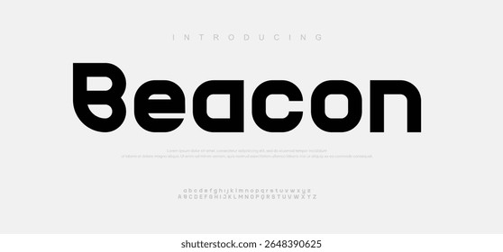 Beacon Abstrato fonte do logotipo do alfabeto esportivo moderno. Tipografia bold typeface design para esporte, abstrato, moda, digital, futuro criativo logos fontes.
