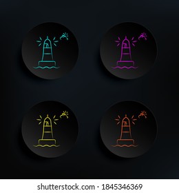 Beacon beam dark badge color set icon. Simple thin line, outline vector of travel icons for ui and ux, website or mobile application