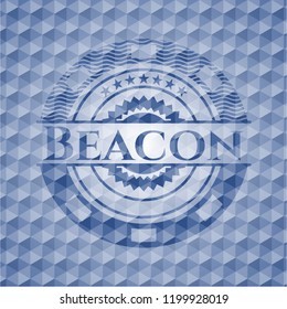 Beacon blue badge with geometric pattern.