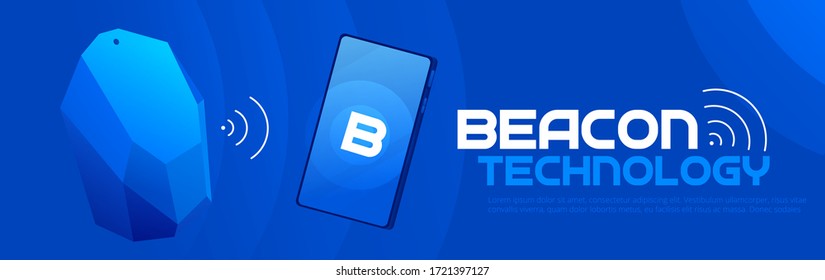 The Beacon Boom: Fitting Beacon Technology Banner Local SEO Strategy. Vector flat illuustration