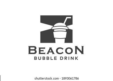 Beacon Bubble Drink Logo Design Template