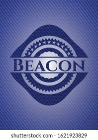 Beacon emblem with jean texture. Vector Illustration. Detailed.