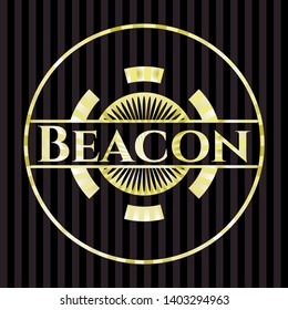 Beacon golden emblem or badge. Vector Illustration. Detailed.