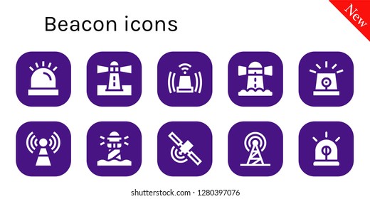 beacon icon set. 10 filled beacon icons. Simple modern icons about  - Siren, Lighthouse, Signal