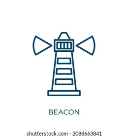 beacon icon. Thin linear beacon outline icon isolated on white background. Line vector beacon sign, symbol for web and mobile