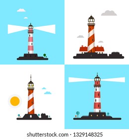 Beacon Icons Vector Lighthouse Symbols Set Stock Vector (Royalty Free ...