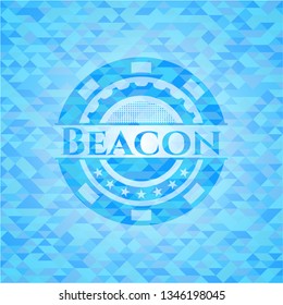 Beacon light blue emblem. Mosaic background