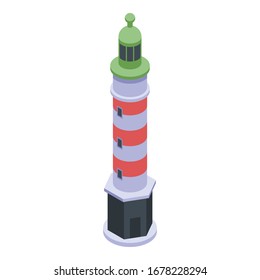 Beacon lighthouse icon. Isometric of beacon lighthouse vector icon for web design isolated on white background