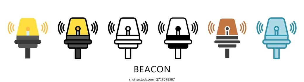 Beacon Ícone De Estilo Múltiplo Mini Ilustração, Uso Para Conceito Moderno, Imprimir, Ui, Kit Ux, Web E Desenvolvimento De Aplicações. Vetor Relacionado A Bombeiro, Resgate E Muito Mais