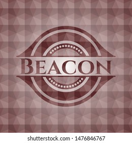 Beacon red seamless badge with geometric background.