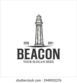 Beacon Retro Logo, Beacon Logo Vintage, Lighthouse Logo.