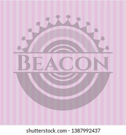 Beacon retro pink emblem. Vector Illustration. Detailed.